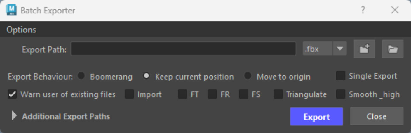 Batch Exporter Window