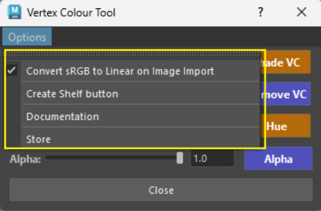 Vertex Colour Tool Window